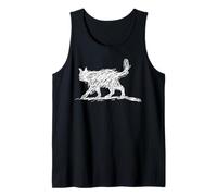 Minimalist Cat Art Scribble Abstract Line Sketch Drawing Tank Top
