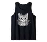 Minimalist Cat Art Scribble Abstract Line Sketch Drawing Tank Top