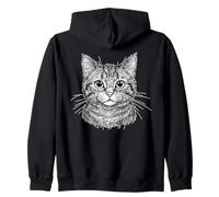 Minimalist Cat Art Scribble Abstract Line Sketch Drawing Zip Hoodie