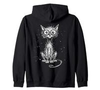 Minimalist Cat Art Scribble Abstract Line Sketch Drawing Zip Hoodie