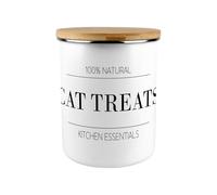 Minimalist Cat Treats Canister - Modern Black & White Home/Kitchen Large Enamel Storage Jar Gift for Cat Lovers