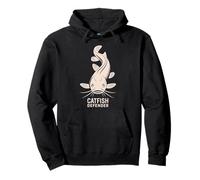 Minimalist Catfish Defender Design with Wels in Aufsi Pullover Hoodie
