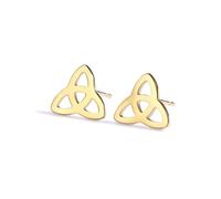 Minimalist Celtic Knot Stud Earrings Hypoallergenic Stainless Steel Fashion Twisted Tree Knot Studs Cartilage Tragus Piercing Earrings Trinity Heart Lucky St.Patrick's Day Birthday Jewelry (Gold)
