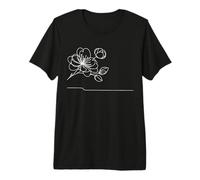 Minimalist Cherry Blossom One Line Art Sakura Flower Premium T-Shirt