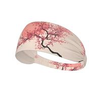 Minimalist Cherry Blossom Print Non-Slip Elastic Running Headband, Sweat Absorbing Stretchy Hair Bands For Gym Yoga, Soft Skin-Friendly Foldable Workout Headband