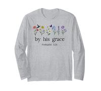 Minimalist Christian by His Grace Romans 3:24 Bible Verse Long Sleeve T-Shirt
