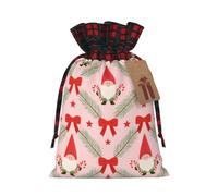 Minimalist Christmas Pink Pattern Christmas Burlap Gift Bags With Drawstring And Tags - Tiny Small Gift Bags For Xmas Candy And Christmas Supplies, Christmas Drawstring Gift Bags 8.3×11.8in