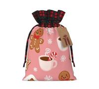 Minimalist Christmas Seamless Pattern Christmas Burlap Gift Bags With Drawstring And Tags - Tiny Small Gift Bags For Xmas Candy And Christmas Supplies, Christmas Drawstring Gift Bags 4.7×6.9in