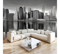 Minimalist City Tall Building Skyline Wall Mural Photo Wallpaper, Black Non-Woven Feature Wall Decor for Living Room, Bedroom & Study 300 x 210 cm