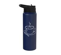 Minimalist Coffee Cup Line Art Cozy Cafe Aesthetic Design Stainless Steel Insulated Water Bottle