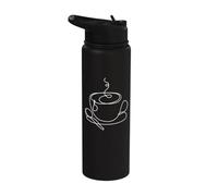 Minimalist Coffee Cup Line Art Cozy Cafe Aesthetic Design Stainless Steel Insulated Water Bottle