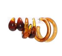 Minimalist Colorful Acrylic Resin 3pairs C Shape Round Circle Hoop Thick Chunky Wide Thin Acetic Acid Drop Dangle Earrings Set Vintage Boho Jewelry for Women, Acrylic, acrylic