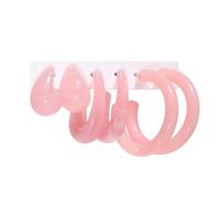 Minimalist Colorful Acrylic Resin 3pairs C Shape Round Circle Hoop Thick Chunky Wide Thin Acetic Acid Drop Dangle Earrings Set Vintage Boho Jewelry for Women, Acrylic, acrylic