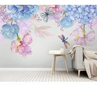 Minimalist Colourful Flowers Butterflies Dragonflies 3D Wallpaper Easy Install Feature Office Living Room Sofa Bedroom TV Background Wall Decoration-350cm×256cm