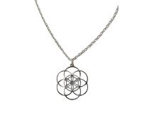 Minimalist Contemporary Metal Zen Yoga Buddhist Meditation Flower of Life Sacred Geometry Pendant Necklace Women Mother's Day Teacher Gifts 18.5" inch Sterling Plated Chain