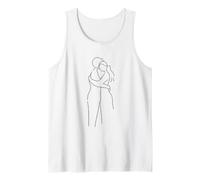 Minimalist Couple Hug Romantic One Line Art Tank Top