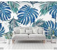 Minimalist Creative Blue Plants Leaves 3D Wallpaper Textured Silk Easy Install Living Room Sofa Bedroom Dining Room Home Decoration Wall-400cm×280cm
