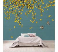 Minimalist Creative Gold Ginkgo Leaves Flying Birds 3D Wallpaper Luxury Home Dining Decor Paste Sofa Living Room The Wall for Bedroom Mural-430cm×300cm