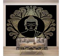 Minimalist Creative Golden Statue of Buddha Art 3D Wallpaper Textured Silk Easy Install Living Room Sofa Bedroom Dining Room Home Decoration Wall-350cm×256cm
