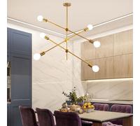 Minimalist Creative Personality Art Iron Pendant LED Geometric Line Chandelier Postmodern Dining Hanging Ceiling 6-Light Lighting Fixture