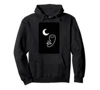 Minimalist Crescent Moon Face Line Art Pullover Hoodie