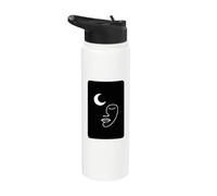 Minimalist Crescent Moon Face Line Art Stainless Steel Insulated Water Bottle