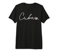 Minimalist Cuba Cursive Cuban Flag Heart Premium T-Shirt