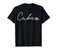 Minimalist Cuba Cursive Cuban Flag Heart T-Shirt