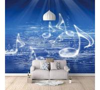 Minimalist Cubic Blue Music Symbol 3D Wallpaper Premium Textured Silk Study Dining Living Room Bedroom Sofa TV Wall Easy Install-200cm×140cm