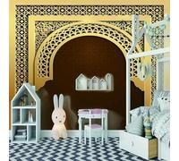 Minimalist Cubic Golden Arches Architecture 3D Wallpaper Luxury Home Dining Decor Paste Sofa Living Room The Wall for Bedroom Mural-150cm×105cm