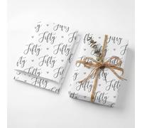 Minimalist Cursive Fifty Birthday Wrapping Paper Folded Sheets, 120GSM Thick Kraft Wrapping Paper for Women, Pink Heart Calligraphy Print Present Packaging for Wife Mom, 2 Pack