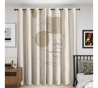 Minimalist Curtains Blackout, 90x108 Inch 2 Panels - Line Art Geometric Abstract Pattern Black Out Curtains, Home Decor, 108 Drop Eyelet Window Drapes for Bedroom, Living Room DH63