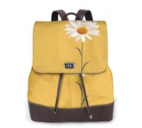 Minimalist Daisy Print Leather Women's Backpack Travel Bag Ladies Versatile Small Backpack Business Leisure,One Size