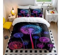 Minimalist Dandelion Leaf Print Duvet Cover Set, Black and White Floral Design, 3-Piece Bedding Set for Bedroom & Guest Room (04,Single135x200cm+65x65cm*2)