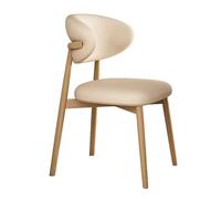 Minimalist Dining Chairs, Upholstered Soft Pad Seat & Back, Sturdy Solid Wood Legs, Light Luxury Style(Natural+Khaki Linen)