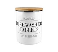 Minimalist Dishwasher Tablets Canister - Modern Black & White Home/Kitchen Extra Large Enamel Cleaning Storage Jar Gift