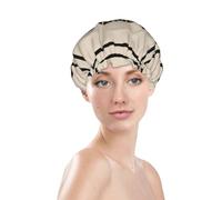 Minimalist Dollar Sign On Leopard Print Circular Prints Shower Cap Double Layer Lined Waterproof Bathing Shower Hat