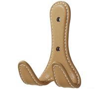 Minimalist Double Hook Wall Mount for Clothing and Headgear with Leather Detail for Contemporary Interiors (A)