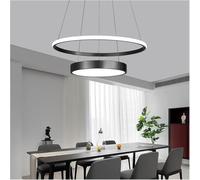 Minimalist Double Round LED Chandelier, Postmodern Gold Black Suspension Lamp Celing Lamp,Ceiling Lighting
