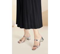 Minimalist Double Strap Block Heel Sandals H&O Direct Silver 8