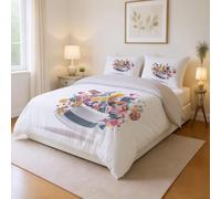 Minimalist Duvet Cover Set Soft Microfibre Quilt Cover 3 PCS Bedding Set with 2 Pillowcase Colorful Bright Magic Hat Comforter Cover with Zipper Super King for Kids Adults 115" x 93"