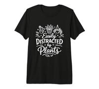 Minimalist Easily Distracted By Plants Funny Gardener Premium T-Shirt