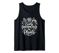 Minimalist Easily Distracted By Plants Funny Gardener Tank Top