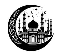 Minimalist eid Mubarak Silhouette Wall Vinyl Sticker Decor 67.2x67.7cm It Won't Fall Off Black