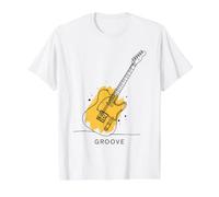 Minimalist Electric Guitar Tee Groove Music Lovers Guitarist Value Graphic T-Shirt, Men, White, XL