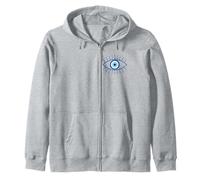 Minimalist Evil Eye is Blue Nazar Symbol Graphic Zip Hoodie