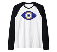 Minimalist Evil Eye of Blue Nazar for Spiritual Protection Raglan Baseball Tee