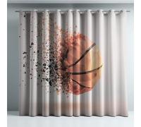 Minimalist Eyelet Curtains Microfiber,White Orange Fantasy Basketball Fragments Curtain Room Darkening Grommet Top Full Blackout For Living Room,52 x 63 Inch Drop 2 Panels