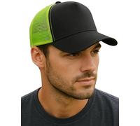 minimalist FASHION LONDON Distressed Snapback Baseball Hat for Men | Trucker Caps for Men | Baseball Caps with Mesh Back Adjustable Strap. (UK, Alpha, One Size, Black + Green)