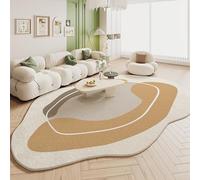 Minimalist Faux Wool Bedroom Rug, Irregular Shaped Soft Area Carpet for Living Room & Hallway Decor, 3.94x5.25ft, Cozy Floor Mats, Stylish Home Accent